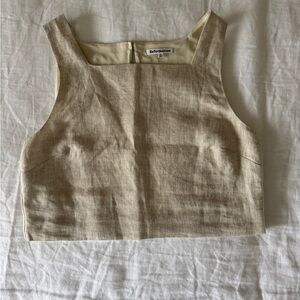 Reformation Beige Linen Top